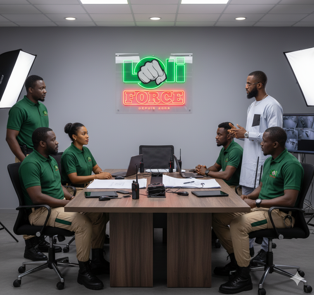 [L'équipe de direction et les agents de LOLI FORCE SÉCURITÉ en réunion de stratégie]